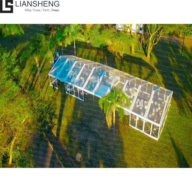 500 1000 लोगों के लिए एल्यूमिनियम मिश्र धातु फ्रेम ब्लैक फ्रेम क्लियर कवर कस्टम वेडिंग पार्टी टेंट