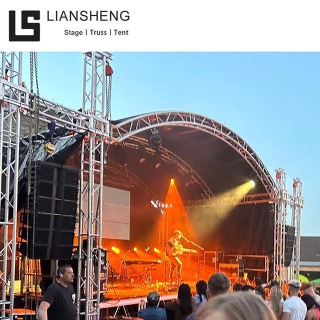 एल्यूमिनियम आउटडोर इवेंट टेंट कॉन्सर्ट स्टेज राइजर प्लेटफार्म डिजाइन स्टैंड ट्रस डिस्प्ले रूफ स्टेज