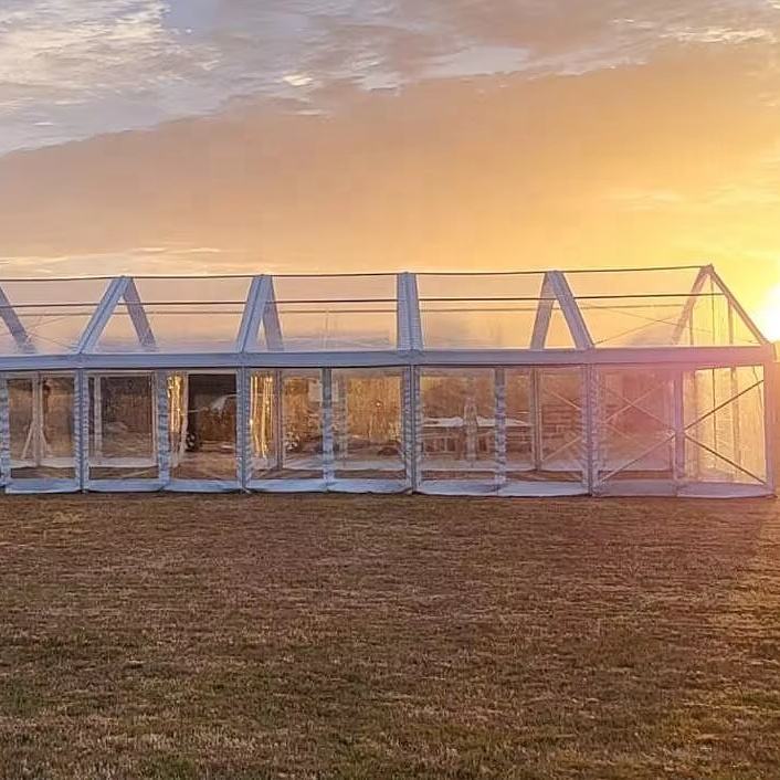 शादियों के लिए कस्टमाइज्ड क्लियर व्हाइट पीवीसी एल्युमीनियम इवेंट वेडिंग टेंट आउटडोर बड़ा हेवी-ड्यूटी एल्युमीनियम ब्लैक फ्रेम टेंट