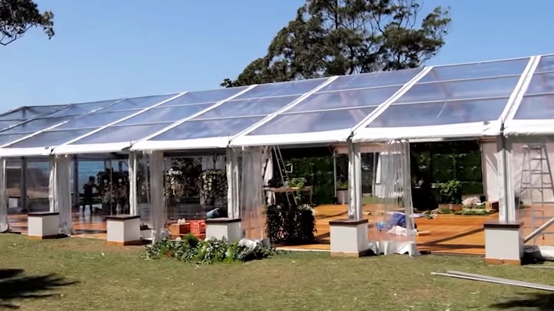 20 x 40 आउटडोर एल्यूमिनियम फ़्रेम पारदर्शी वेडिंग टेंट