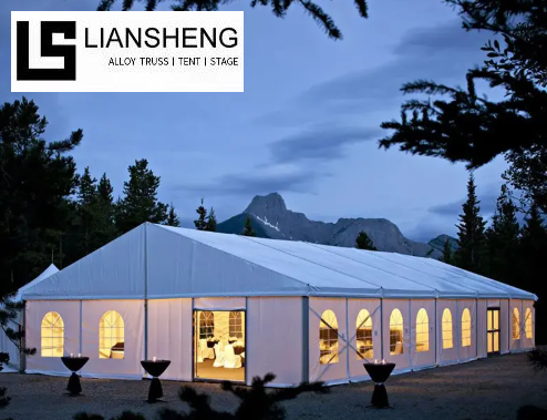 100-500 लोगों के आउटडोर कार्यक्रम के लिए ब्लैक फ्रेम क्लियर पीवीसी कवर एल्यूमिनियम मिश्र धातु एट्रियम टेंट वेडिंग पार्टी टेंट